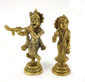 White Whale Radha Krishna Brass Statue Religious Sculpture Idol