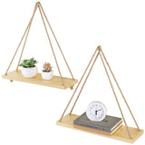 White Whale Wooden Hanging Swing Rope Floating Shelves 17-Inch (Set of 2)