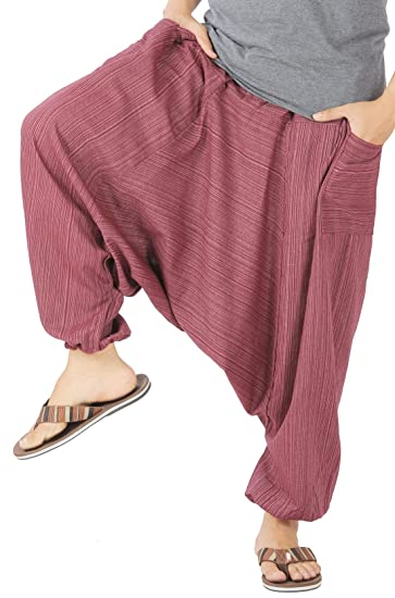 Pure Cotton Balloon Pants  Relaxed Fit  Red