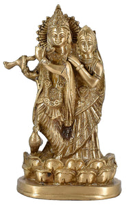 White Whale Brass Radha Krishna Idol Statue Home Decor Figurine