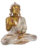 White Whale Brass Buddha Statue Murti for Home Decor Entrance Office Table Living Room Meditation Luck Gift Feng Shui Home Décor