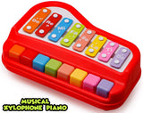 White Whale Kid's 2 in 1 Piano and Xylophone Educational Musical Instrument Plastci 8 Key Scales for Clear Tones with Music Cards Songbook ( Multicolor )