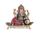 White Whale Ganesha Statue, Sitting Lord Ganesha Idol on Lotus, Ganapati, Vinayaka. Hindu Elephant God & Good Luck Gift for New Beginnings