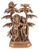 White Whale Brass Radha Krishna Standing Under Tree Idol Statue Home Decor Figurine