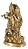 White Whale Brass Radha Krishna Idol Statue Home Decor Figurine