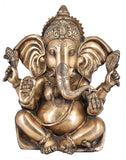 White Whale Lord Ganesh Murti Ganesha Idol Ganpati Brass Statue with Multicolor Stone Work for Home Decoration Showpiece