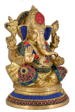 White Whale Lord Ganesh Murti Ganesha Idol Ganpati Bhagwan Brass Statue for Home Decoration Showpiece