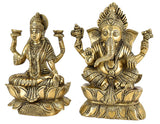 White Whale Brass Laxmi Ganesh Set Idol Showpiece - Brass Gold Finish Lakshmi Ganesha Idols Statue for Diwali Gifts Puja Home Decor Figurine