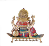 White Whale Ganesha Statue, Sitting Lord Ganesha Idol on Lotus, Ganapati, Vinayaka. Hindu Elephant God & Good Luck Gift for New Beginnings