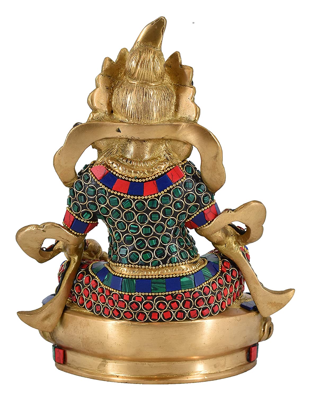 Lord Kuber Brass Statue with Multicolor Stone Work Religious Strength God newest Sculpture Idol Home Decor