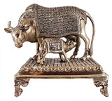 White Whale Large Gold Elegant Kamdhenu Cow and Calf Brass Statue Spiritual Showpiece