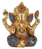 White Whale Lord Ganesh Murti Ganesha Idol Ganpati Bhagwan Brass Statue for Home Decoration Showpiece