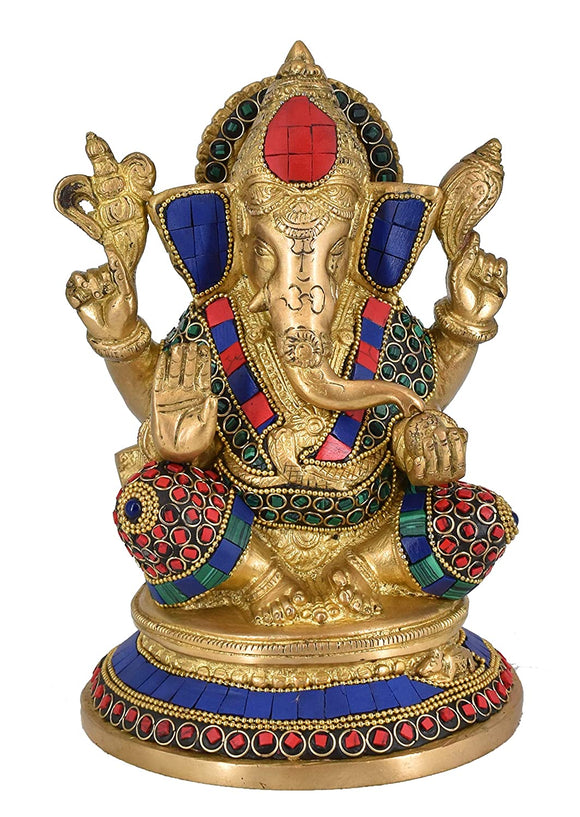 White Whale Lord Ganesh Murti Ganesha Idol Ganpati Bhagwan Brass Statue for Home Decoration Showpiece