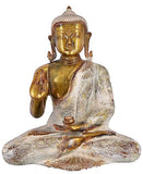 White Whale Brass Buddha Statue Murti for Home Decor Entrance Office Table Living Room Meditation Luck Gift Feng Shui Home Décor