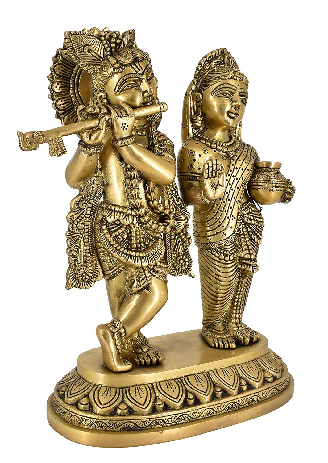 Whitewhale Radha Krishna offers Brass Statue Religious Sculpture Idol