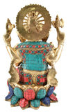 White Whale Brass Lord Ganesha  Sitting On Lotus Statue Idol Home Decor Figurine