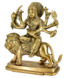 White Whale Brass Maa Durga/Ma Sherwali Idol Sitting On Lion Murti Religious Strength God Sculpture Idol