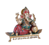 White Whale Ganesha Statue, Sitting Lord Ganesha Idol on Lotus, Ganapati, Vinayaka. Hindu Elephant God & Good Luck Gift for New Beginnings