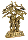 White Whale Brass Radha Krishna Standing Under Tree Idol Statue Home Decor Figurine