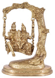 White Whale Shiva Parvati Ganesh Idol Shiv Parivar Brass Murti  jhula Statue Sculpture