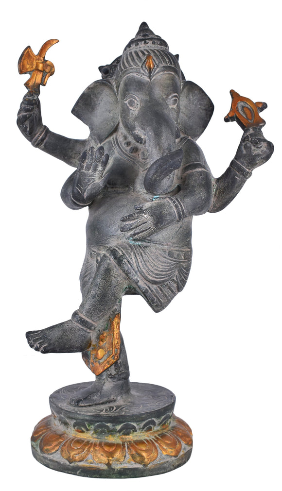 White Whale Brass Lord Ganesha Sitting On Lotus Statue Idol Home Decor Figurine