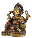 White Whale Brass Lord Ganesha Sitting On Lotus Statue Idol Home Decor Figurine