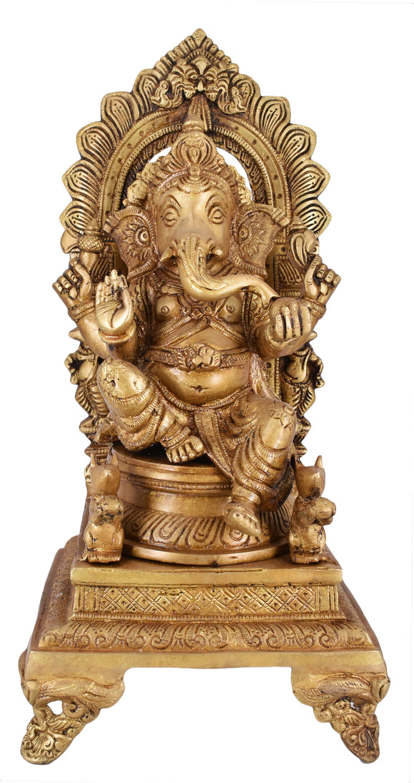 White Whale Brass Hindu God Lord Ganesha Bhagwan Lord Ganesha Idol Statue Murti