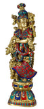 White Whale Brass Radha Statue Big Large Size, Big Large Size Brass Goddess Radha Idol with Stone Work, Indian Lady Sculpture - 29 Inches