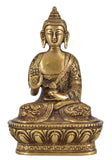 White Whale Brass Statue of Buddha Blessing with Sacred Kalash and Draped in Shawl Home Décor