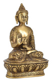 White Whale Brass Statue of Buddha Blessing with Sacred Kalash and Draped in Shawl Home Décor