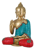 White Whale Brass Buddha Statue Blessing Murti for Home Decor Entrance Office Table Living Room Meditation Luck Gift Feng Shui