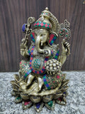 White Whale Brass Decor India Mangalkari Ganesha Statue Home Décor