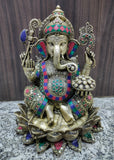 White Whale Brass Decor India Mangalkari Ganesha Statue Home Décor