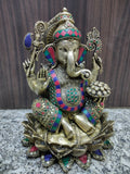 White Whale Brass Decor India Mangalkari Ganesha Statue Home Décor