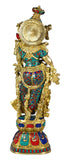 White Whale Brass Radha Statue Big Large Size, Big Large Size Brass Goddess Radha Idol with Stone Work, Indian Lady Sculpture - 29 Inches