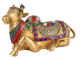 White Whale Brass Shiva Nandi Statue | Murti for Home Decoration | Office Décor