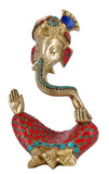 White Whale Brass Lord Ganesha Idol/Brass Lord Ganesha Statue in Modern Art with Antique Stonework Finish