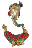 White Whale Brass Lord Ganesha Idol/Brass Lord Ganesha Statue in Modern Art with Antique Stonework Finish