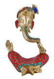 White Whale Brass Lord Ganesha Idol/Brass Lord Ganesha Statue in Modern Art with Antique Stonework Finish