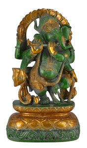 White Whale Lord Ganesh Murti Ganesha Idol Ganpati Bhagwan Brass Statue for Home Decoration Showpiece