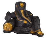 White Whale Hindu Lord Sitting Ganesha Statue Brass Idol Resting Ganpati Figurine Home Décor