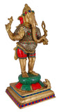 White Whale Lord Standing Ganesha Brass Statue Religious Strength God Sculpture Idol - 19 Inches