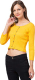 Whitewhale Casual Regular Sleeves Solid Women Mustard Top