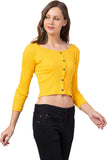 Whitewhale Casual Regular Sleeves Solid Women Mustard Top