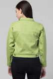 Whitewhale Full Sleeve Solid Women Denim Pista Green Jacket