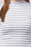 Whitewhale Casual Regular Sleeves Striped Women Grey White Top