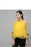 Whitewhale Casual Regular Sleeves Solid Women Yellow Top