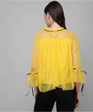 Whitewhale Casual Regular Sleeves Solid Women Yellow Top