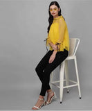 Whitewhale Casual Regular Sleeves Solid Women Yellow Top