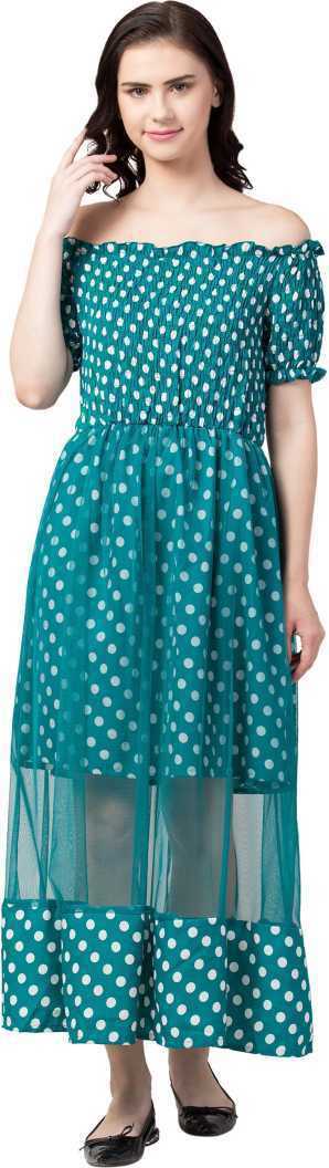 Whitewhale Women Fit and Flare Green Dress